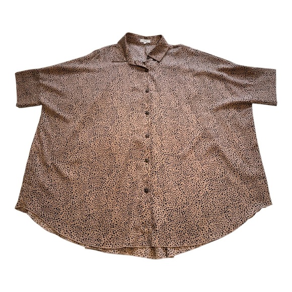 Easel Oversized Leopard Print Short Sleeve Blouse - Size Large - Picture 4 of 13
